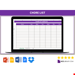Chores List Template example document template 