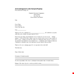 Property Donor Acknowledge Letter Sample example document template