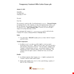 Temporary Contract Offer Letter Example example document template 