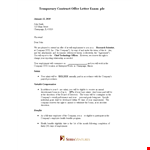 Temporary Contract Offer Letter Example example document template