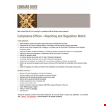 Compliance Officer Report example document template
