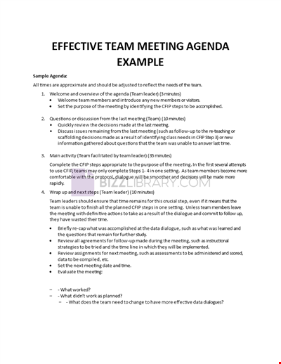 Effective Team Meeting Agenda Example