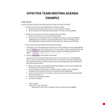 Effective Team Meeting Agenda Example example document template