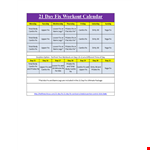 Daily Workout Calendar Template example document template