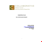 Parenting Plan Template | Create a Comprehensive Plan for Co-Parenting example document template