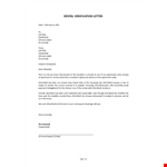 Rental Verification Letter  example document template