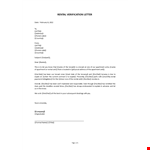 Rental Verification Letter  example document template 