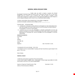 Simple General Release Form example document template