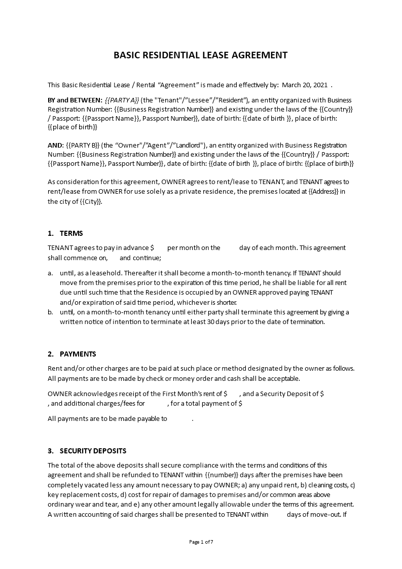 lease agreement format Main Image lease agreement format template