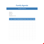 Family Agenda Template - Organize Your Family's Thoughts and Activities example document template