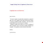 Position Rejection Letter - Notify Applicants and Candidates | Committee Decision example document template