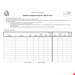 Employee Equipment Sign In Sheet Template example document template