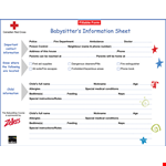 Babysitter Information Sheet Template | Free Printable example document template