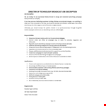 Director Of Broadcasting Job Description example document template