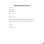 Resume received letter example document template