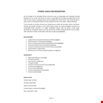 Fitness Coach Job Description example document template