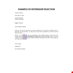 Internship Rejection Letter Template example document template