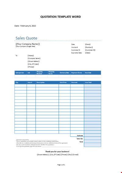 Quotation Template Words