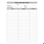 Safety Training Sign In Sheet Template example document template