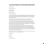 Job acceptance letter from employer example document template