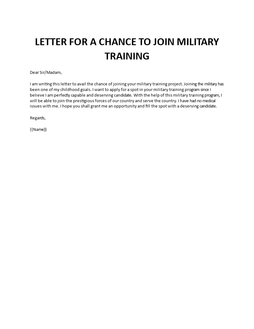 military cover letter template