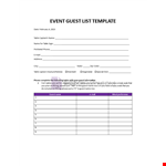 Event Guest List Template example document template