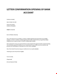 Bank Account Opening Confirmation