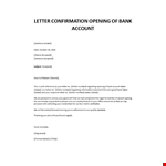 Bank Account Opening Confirmation example document template