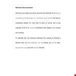 Employee Retirement Announcement Template example document template
