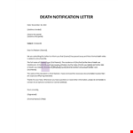 Death Notification Letter example document template