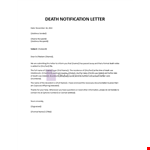 Death Notification Letter example document template 