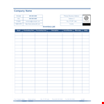 Printable Business Inventory List Template example document template