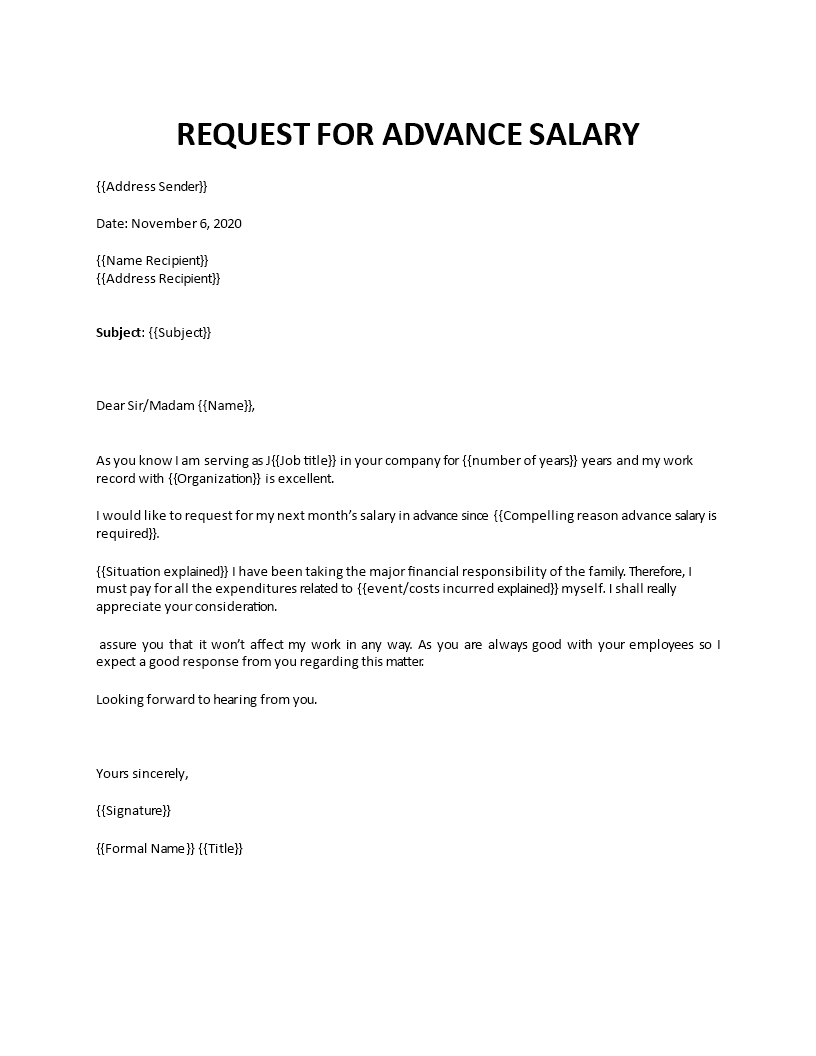 request for salary advance template