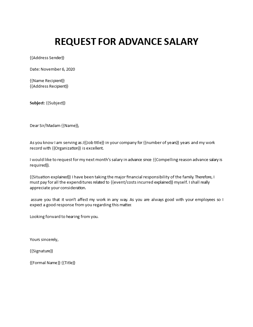 Request for salary advance