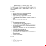 Web Developer Entry Level Job Description example document template