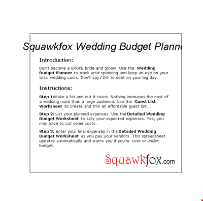 Wedding Budget Spreadsheet - Plan Your Wedding Finances
