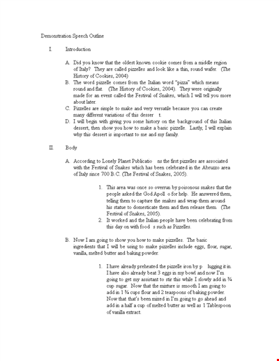 Demonstration Speech Outline