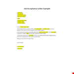 Job Acceptance Letter to Company example document template 