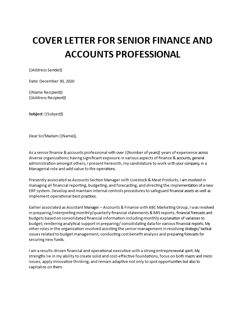 senior accounting cover letter template