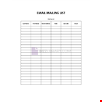 Email Mailing List Template example document template
