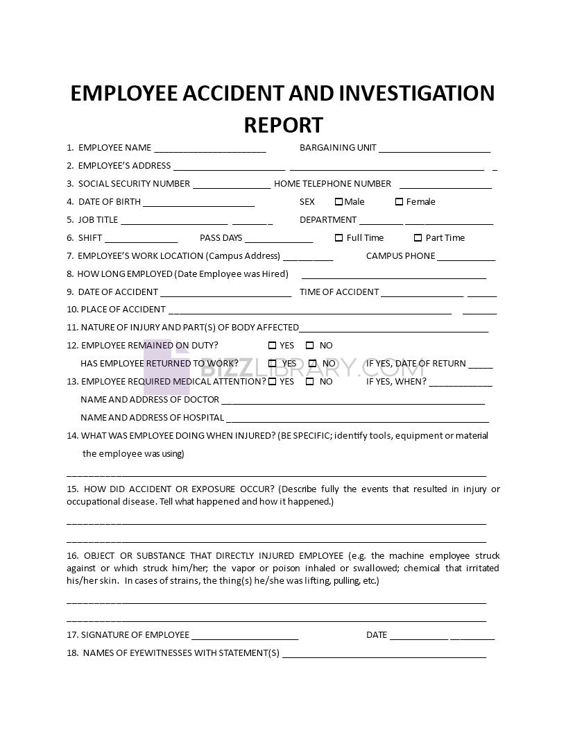 employee accident investigation report Main Image employee accident investigation report template