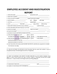 Employee Accident Investigation Report