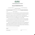 Release of Liability Injury Form for Employees at Burke Rehabilitation Center example document template