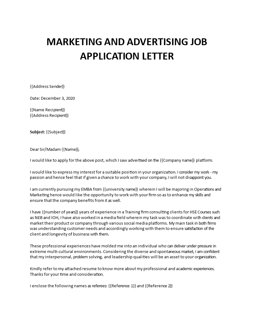 cover letter for ad agency