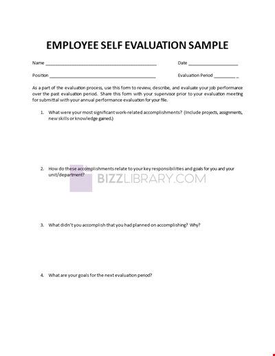 Employee Self-Evaluation Sample