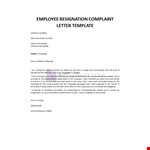 Employee Resignation Complaint Letter example document template