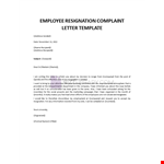 Employee Resignation Complaint Letter example document template 