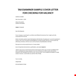 Tax Examiner Cover letter example document template