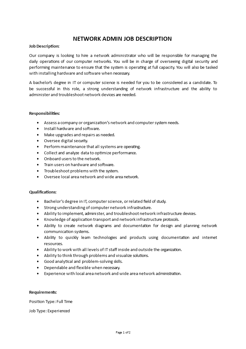 network engineer job description Main Image network engineer job description