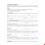 Free Credit Report Dispute Form example document template